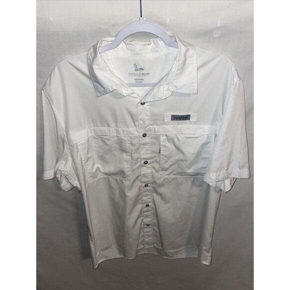 Field & Stream Fishing Shirt Men’s Size Medium White Button Up Short Sleeve - Picture 1 of 12
